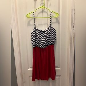 Charming Charlie Red & Blue Chevron Dress